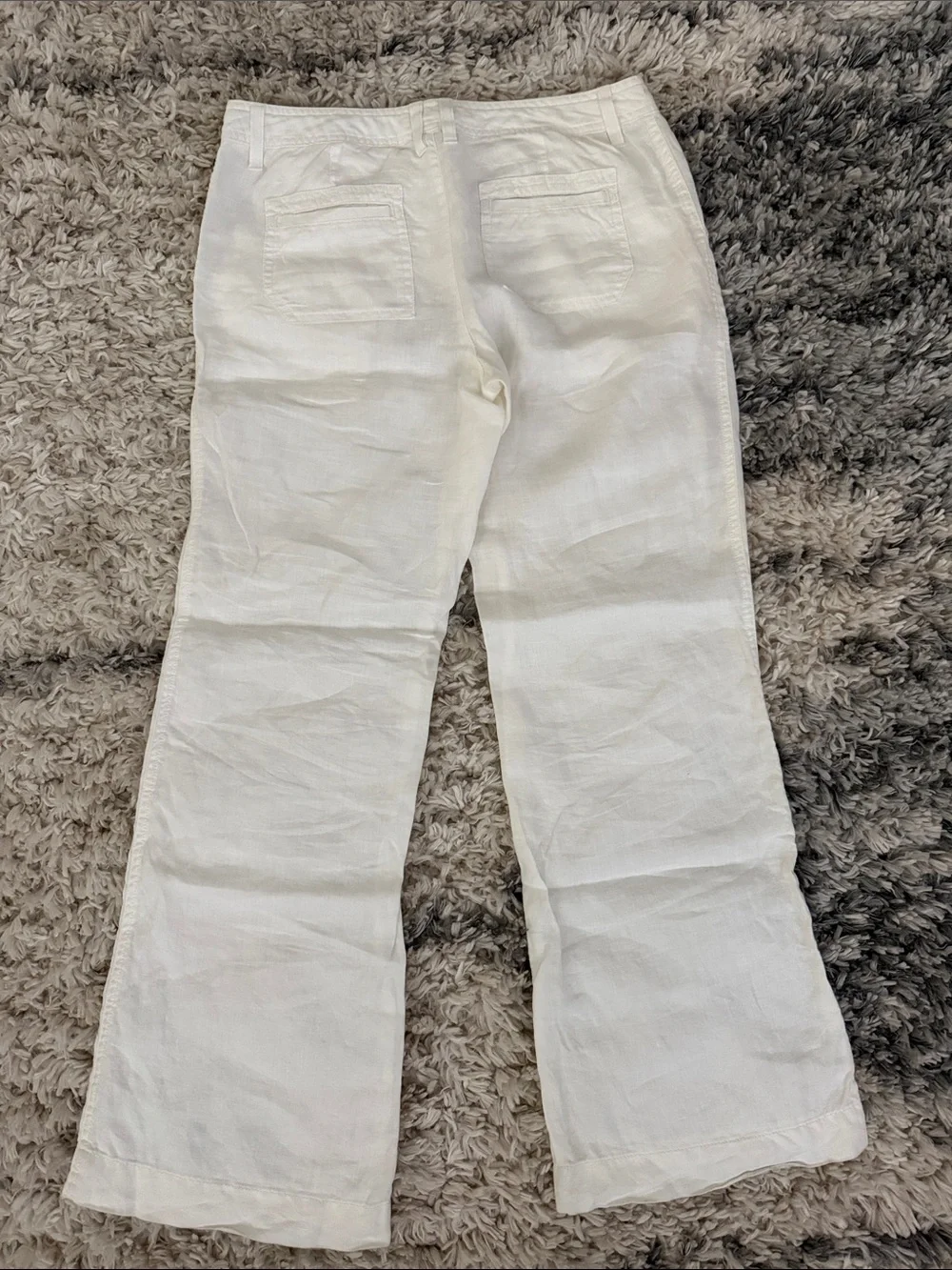 Banana Republic White Straight-Leg Linen Drawstring Pants